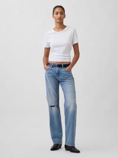 Gap Mid Rise Rigid Relaxed Straight Jeans In Blue