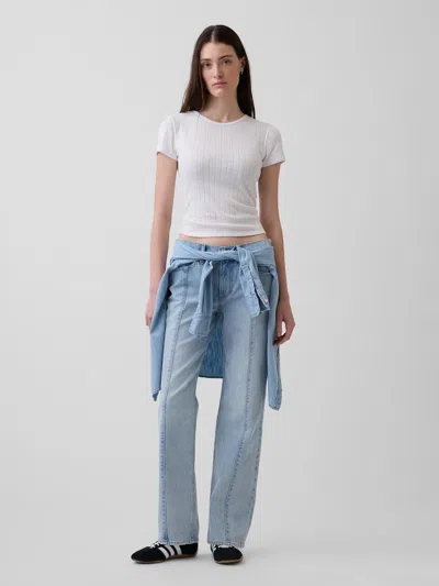 Gap Mid Rise Seamed Straight Jeans In Purple