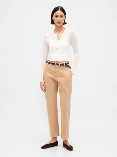 Gap Mid Rise Straight Khakis In Brown