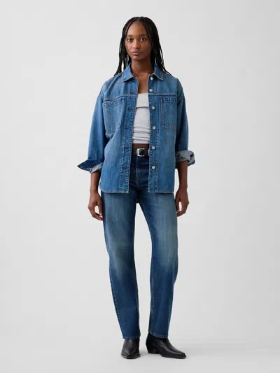 Gap Mid Rise Straight Taper Jeans In Blue