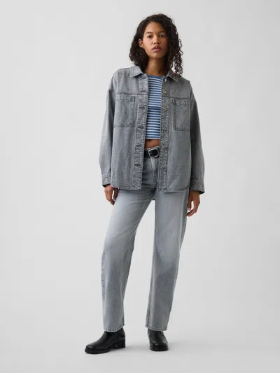 Gap Mid Rise Straight Taper Jeans In Grey Wash