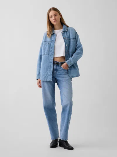 Gap Mid Rise Straight Taper Jeans In Light Wash