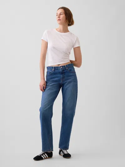 Gap Mid Rise Straight Taper Jeans In Blue