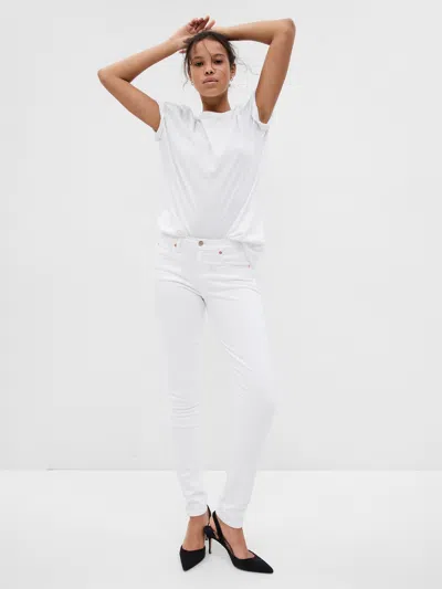 Gap Mid Rise True Skinny Jeans With Washwell In White