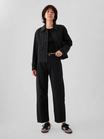 Gap Mid Rise Twill Barrel Pants In Black