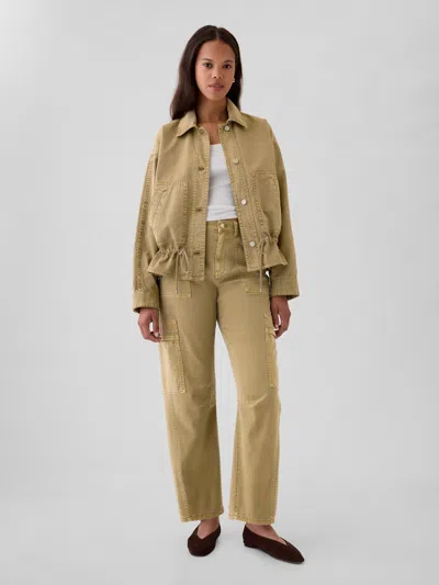 Gap Mid Rise Twill Barrel Pants In Hayes Brown