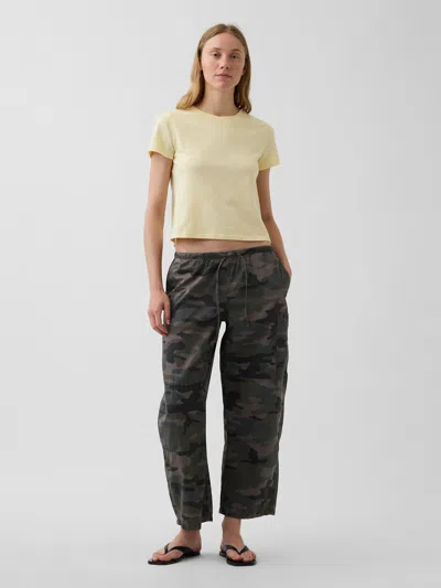 Gap Mid Rise Twill Easy Barrel Utility Pants In Green