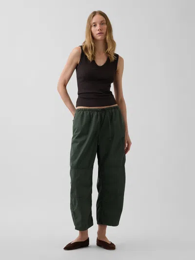 Gap Mid Rise Twill Easy Barrel Utility Pants In Green
