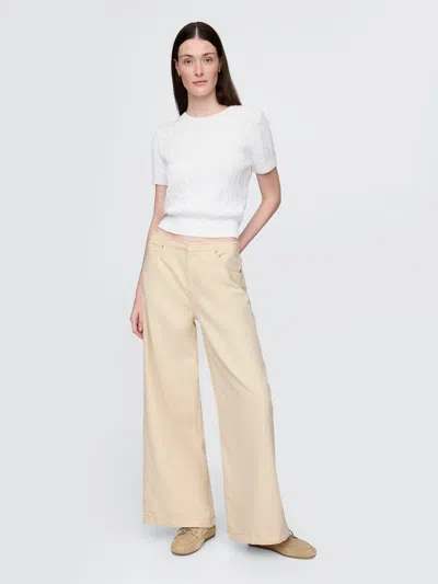 Gap Mid Rise Ultrasoft Baggy Jeans In Beach Pebble Beige