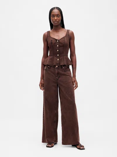 Gap Mid Rise Ultrasoft Baggy Jeans In Brown