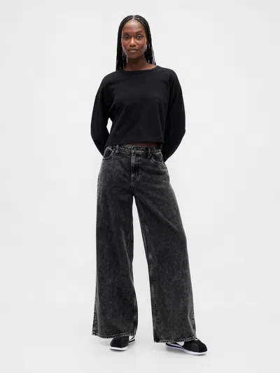 Gap Mid Rise Ultrasoft Baggy Jeans In Gray