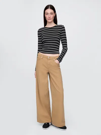 Gap Mid Rise Ultrasoft Baggy Jeans In Mojave Tan