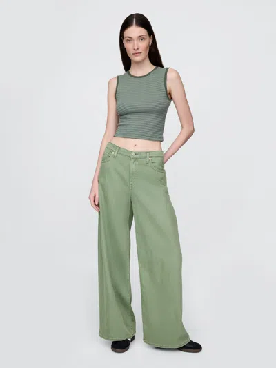 Gap Mid Rise Ultrasoft Baggy Jeans In Twig Green