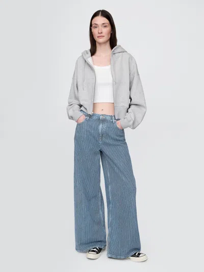 Gap Mid Rise Ultrasoft Denim Stripe Baggy Jeans In Blue Indigo Stripe