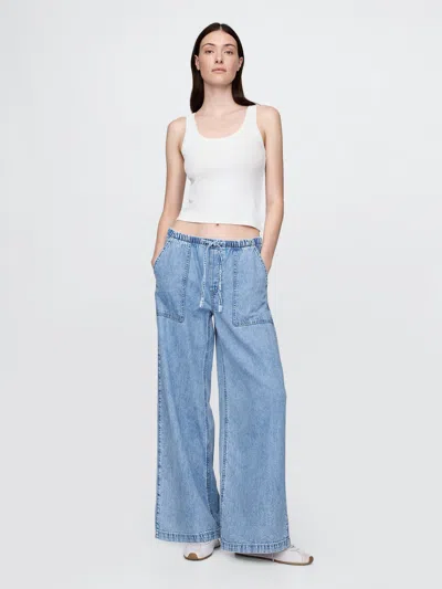 Gap Mid Rise Ultrasoft Easy Baggy Jeans In Medium Indigo