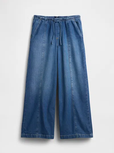 Gap Mid Rise Ultrasoft Easy Seamed Baggy Jeans In Blue