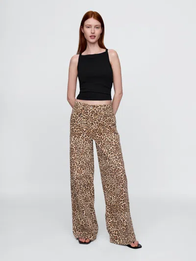 Gap Mid Rise Ultrasoft Leopard Baggy Jeans