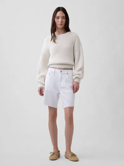 Gap Mid Rise Ultrasoft Loose Bermuda Shorts In White