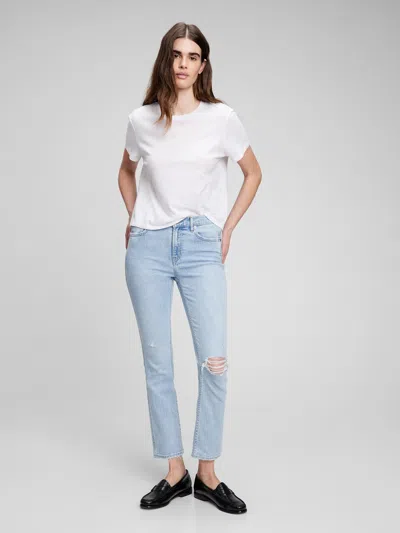 Gap Mid Rise Vintage Slim Jeans With Washwell In Light Destroy