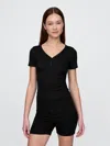 Gap Mini Rib Henley Pj Top In Black