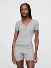 Gap Mini Rib Henley Pj Top In Light Grey