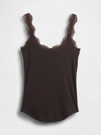 Gap Mini Rib Lace Pj Tank Top In Brown