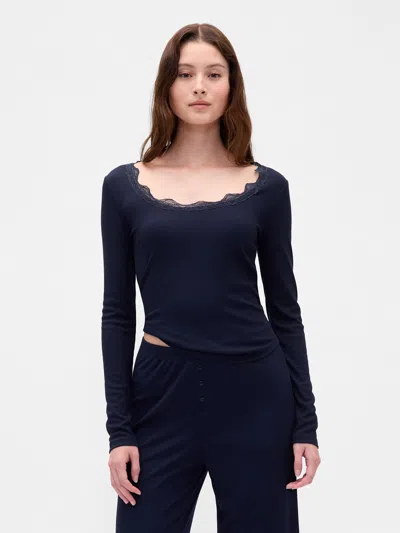 Gap Mini Rib Lace-trim Pj Top