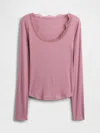 Gap Mini Rib Lace-trim Pj Top In Pink