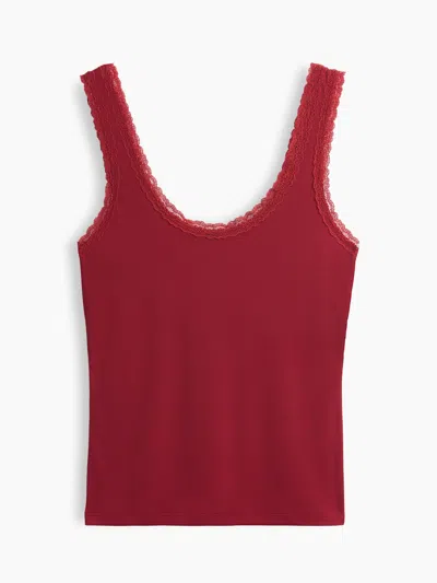 Gap Mini Rib Lace-trim Pj Tank Top In Blue