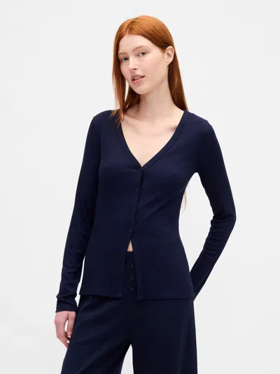 Gap Mini Rib Pj Cardigan In Blue