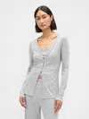Gap Mini Rib Pj Cardigan In Gray