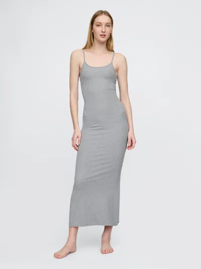 Gap Mini Rib Pj Maxi Dress In Light Grey