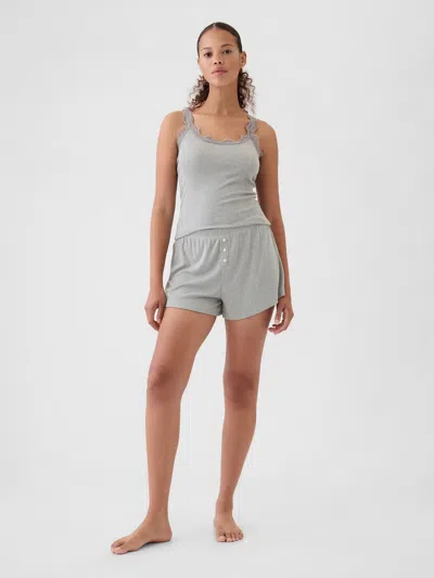 Gap Mini Rib Pj Shorts In Light Grey