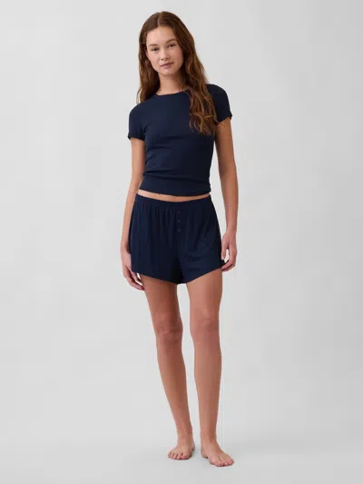 Gap Mini Rib Relaxed Pj Shorts In Pink