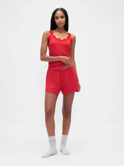Gap Mini Rib Relaxed Pj Shorts In Red
