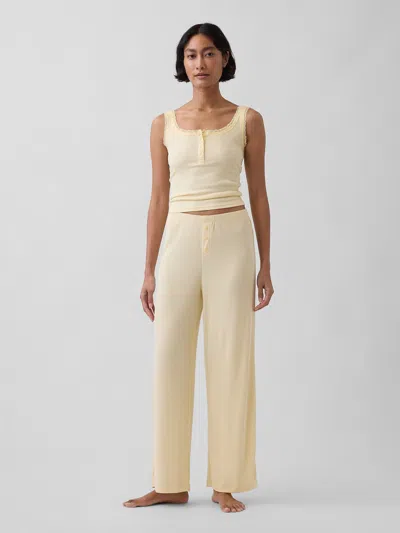 Gap Mini Rib Wide-leg Pj Pants In White