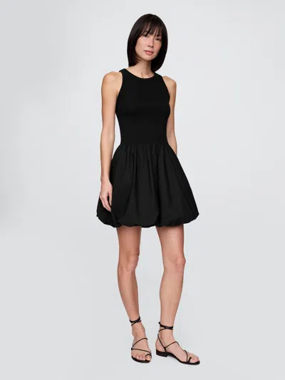 Gap Mixed Media Bubble Mini Dress In Black