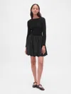 Gap Mixed Media Bubble Mini Dress In Black