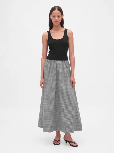 Gap Mixed Media Drop-waist Maxi Dress In Black