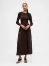 Gap Mixed Media Drop-waist Maxi Dress In Burgundy