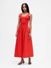 Gap Mixed Media Drop-waist Maxi Dress In Red