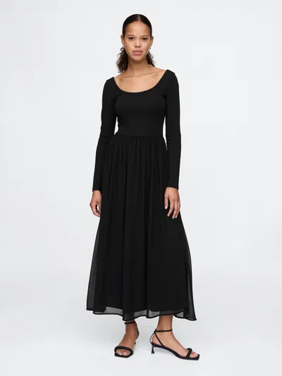 Gap Mixed Media Maxi Dress In Black