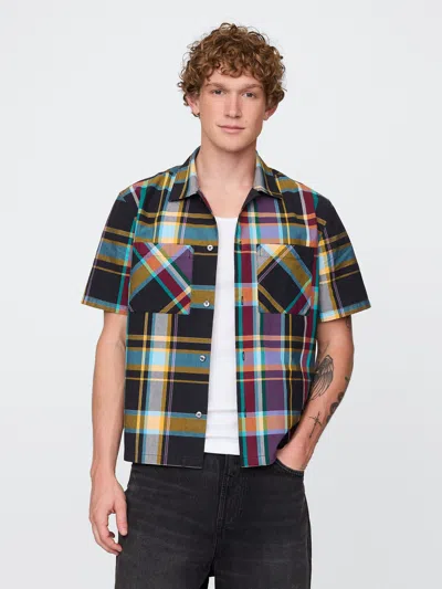 Gap Mixed Plaid Oxford Shirt In Purple