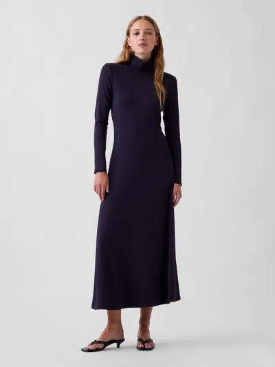 Gap Mockneck Maxi Dress In Blue