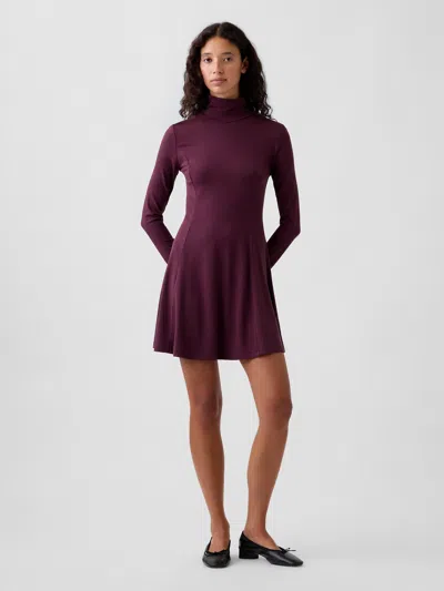 Gap Mockneck Mini Dress In Purple Bordeaux