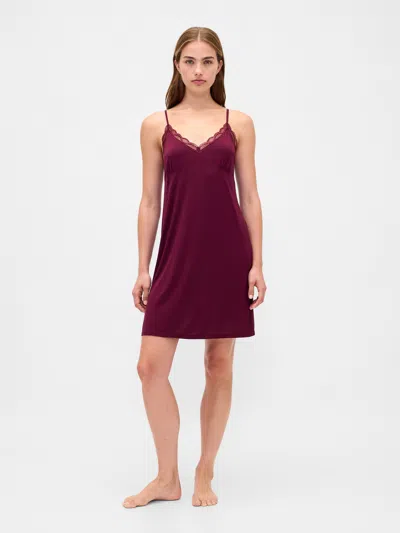 Gap Modal Lace-trim Pj Dress In Red