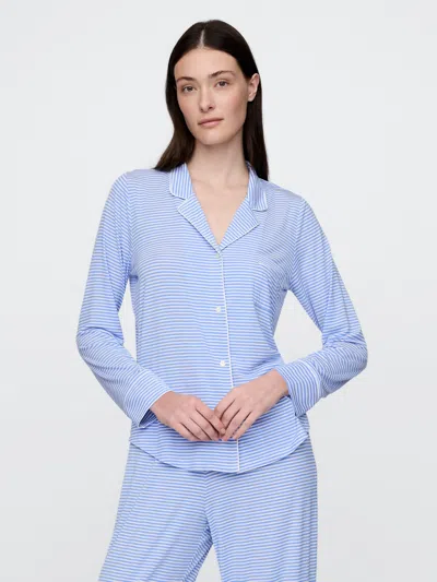 Gap Modal Pajama Shirt In Blue And White Stripe