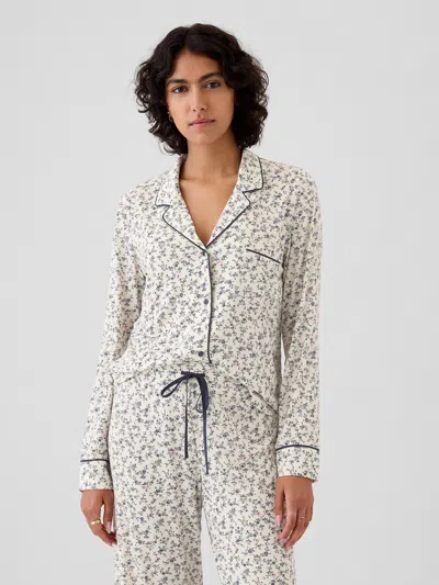 Gap Modal Pajama Shirt In Navy Blue And Pink Floral