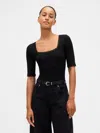 Gap Modal Rib Lace-trim Square-neck T-shirt In Black