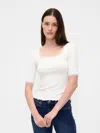 Gap Modal Rib Lace-trim Square-neck T-shirt In White